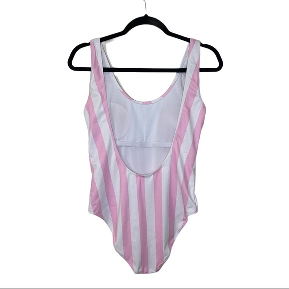 Zaful Pink Stripe Low Back One Piece Swimsuit - Picture 4 of 9